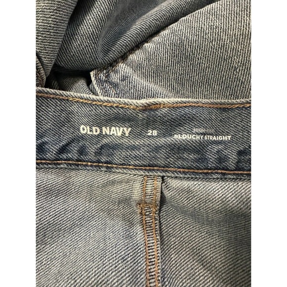 NWT Old Navy Womens High Rise Slouchy Straight Jeans 28 Cropped Distressed Denim - Picture 8 of 11